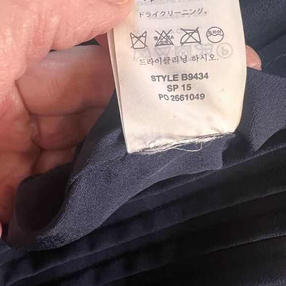 J.Crew Womens Navy Blue Short-Sleeve Crew-Neck Chiffon Ruffle Shift Dress Size 2 - Picture 8 of 10